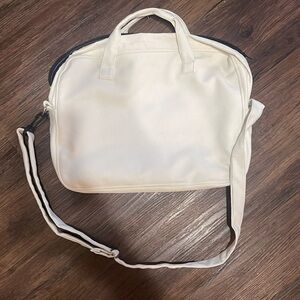 White laptop leather bag